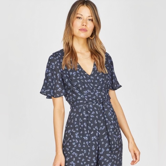 LIKE NEW: Greylin Printed Short Sleeve Jumpsuit with Tie Waist - Size XS - Picture 3 of 3